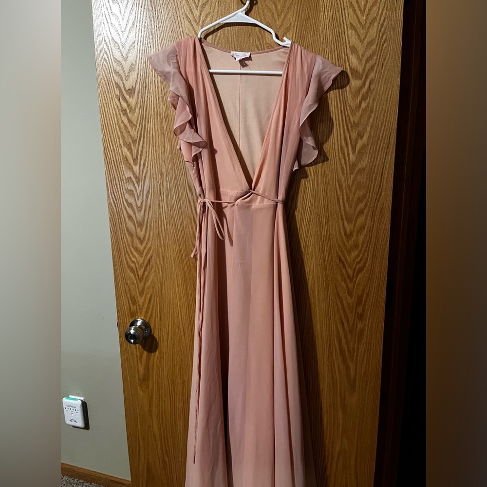 Blush wrap maxi dress